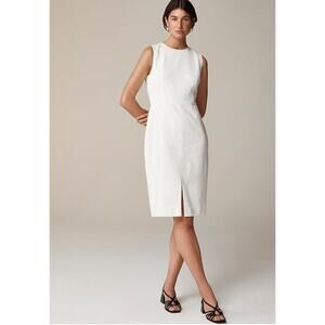 J Crew High Neck Sheath Dress 4 White Cream NWT Palermo CA644 Linen Blend Bridal